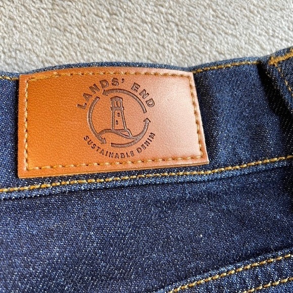 Lands End Women High Rise Wide Leg Trouser Jean Dark Indigo Blue Size 10 Stretch - Picture 12 of 16